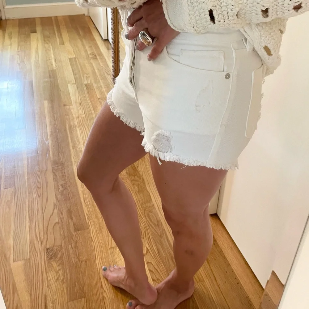 Hi Rise Rigid Distressed Shorts BlankNYC